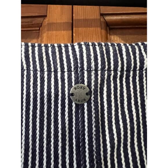 Roxy Women's Striped Overall Pinafore Dress Navy White Cotton Casual Size XS - Picture 8 of 14